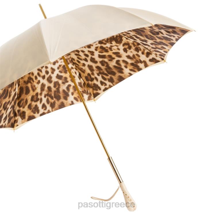 ομπρέλα | PASOTTI 189 52417-11 z5 - κρεμ λευκή ομπρέλα λεοπάρ διπλό ύφασμα 2N6B8424 για άνδρες και γυναίκες